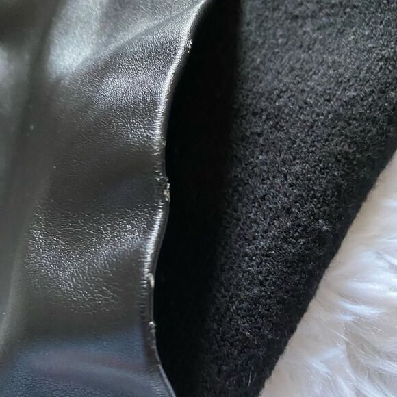 J. Crew Merino Wool Faux Leather Pockets Black Sweater Womens Size Small - Picture 6 of 6